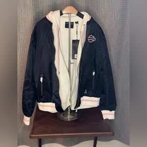 Harley Davidson Bomber Jacket Pink Label 2 piece & hoodie breast cancer Edition